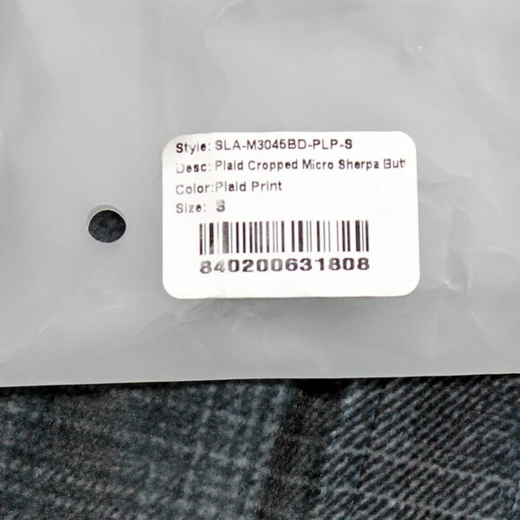 Stampd Plaid Cropped Sherpa Jacket • Blue/Grey Micro Sherpa • Oversized - Picture 9 of 15